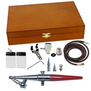 H Airbrush Wood Case Set w/ 3 Heads
